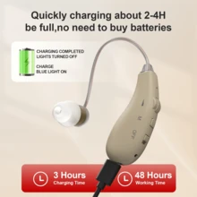 可充電助聽器 高保真聽力損失放大器 人體工學設計 全天舒適佩戴 USB充電式耳後式 適合老年人 附音量控制 - 查看 6