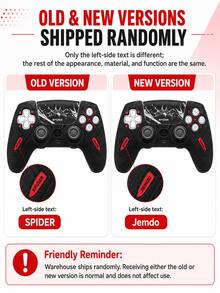 Bộ 2 món, Phụ kiện tay cầm chơi game - 1 ốp bảo vệ tay cầm PlayStation 5 + Nhãn dán + Nắp cần điều khiển, Phù hợp với tay cầm PlayStation 5/4, Chống trượt, Chống mồ hôi, Chống bụi, Chống trầy xước, Tăng cường độ bám, Cải thiện trải nghiệm chơi game, Quà tặng lãng mạn ngày Valentine/Mùa xuân - màu đen - Xem 5