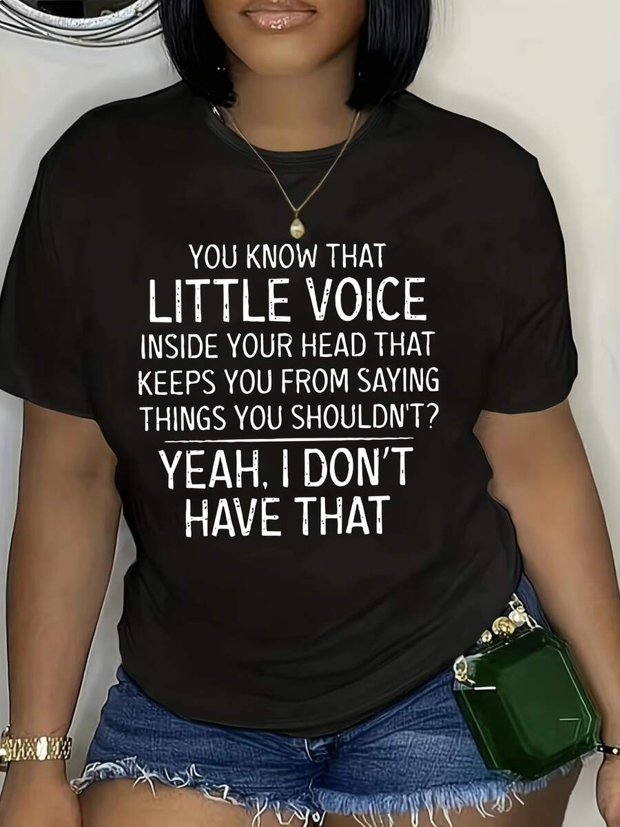 Black Casual Letter-Printed T-Shirt - Comfortable, Versatile And Fashionable. Perfect For Summer. Breathable. Machine Washable. - Black - View 1