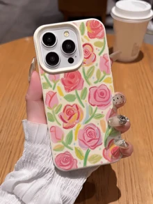 1個白色蠟筆玫瑰插圖極簡風全包覆TPU防震手機殼，適用於Apple 17, 16, 15, 14, 13, 12, 11 Pro Max, Air及系列 - 彩色 - 查看 3