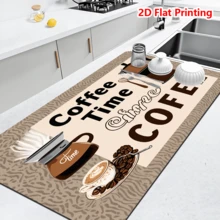 1/10Pcs Coffee Time Printed Dish Drying Mat For Kitchen Counter Coffee Mat Bar Accessories, Hide Stain, Rubber Backed, Absorbent, Fit Under Coffee Maker, Espresso Machine, Pot, Dish Rack - Multicolor - View 15