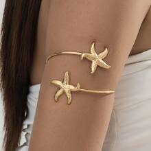 1 pieza Brazalete de estrella de mar con diseño de nicho único y versátil, de moda, adecuado para uso diario para mujeres - Dorado - Ver 4