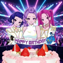 1個 K-POP D-Emon H-Unters 生日蛋糕插牌，偶像主題蛋糕裝飾，生日蛋糕互動道具，粉絲聚會與主題活動適用 - 彩色 - 查看 6