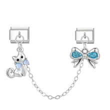 1/5/10/20/30/50pcs Random Mixed Color Steel Dual Chain Modules With Butterfly, Moon, Heart, Cherry Pendant, Detachable Bracelet Components - Multicolor - View 15