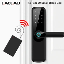 L.A.OL.A.U LAO LAU Smart Door Lock With Handle, 5-In-1 Keyless Entry Fingerprint Door Lock, Tuya WiFi App Control, Touchscreen Keypad, IC Card And Mechanical Key Unlock, Reversible Aluminum Alloy Electronic Lock For Home, Hotel, Apartment And Office - Multicolor - View 10