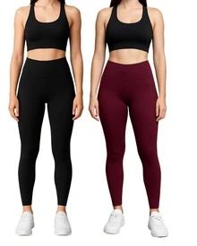 Flannel Pants For Cold Weather With Warm Lining, High Waist, Sizes S To XL. - Kit2-black-wine - View 1