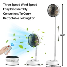 Portable Desktop Electric Fan 5400/7200mAh Ultra Long Battery Life USB Rechargeable Foldable Telescopic 90° Rotating Floor Mini Fan Timer Remote Control Auto Oscillation Essential Cooling Tool For Hot Weather Holidays - Multicolor - View 13