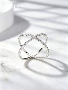 1pc S925 Sterling Silver X-Shaped Ring, Delicate Thumb Ring, Exquisite Jewelry Gift For Women - Silver - View 5