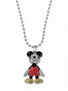 Miniso Disney Mickey Mouse Rhinestone Mouse Pendant Necklace 1Pc Ball Chain Lightweight Comfortable For Women Daily Party Gift Sparkly - Style1 - View 6