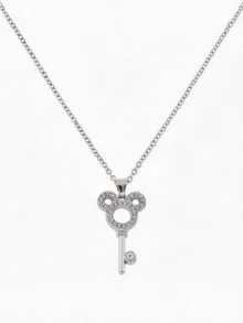 Miniso Disney Mickey Mouse Cartoon Character Pendant Necklace Full Rhinestone Rope Chain Sparkling Jewelry Convenient For Daily Wear Party Casual Streetwear Work Travel Gift Practical Versatile For Multiple Outfits - Style1 - View 6
