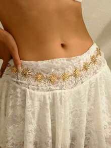 1 Stück europäisch-amerikanischer Sonnenblumen-Taillenkette, bohemischer Urlaubs-Taillengürtel, einfache modische Taillendekoration für Frauen - Gold - Übersicht 12