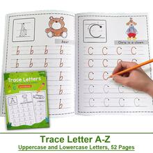 Lachilly Cuaderno de práctica de escritura con trazado de letras A-Z - 52 páginas con alfabeto en mayúsculas y minúsculas, libro de trazado para preescolar y jardín de infantes, libro de actividades de práctica de escritura para niños - Multicolor - Ver 3
