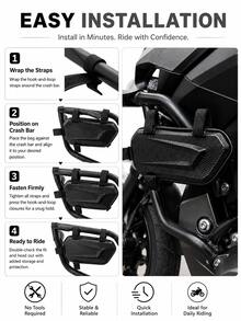 Tas Samping Motor Tahan Air, Tas Pelindung Benturan Universal Hard Shell Kulit PU, Tas Pelindung Mesin, Dengan Tali Bahu yang Dapat Diatur, Tas Penyimpanan Rangka, Tas Perkakas, Cocok Untuk Motor Street, Sport, Off-Road, dan Cruiser, Tidak Perlu Alat, Pemasangan Mudah | Aksesori Motor Penyimpanan Hard Shell - A - View 6