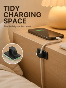50pcs 0.5*0.7 Inch Self-Adhesive Cable Clips, For Desktop Cable Management, Mini Cable Organizer, Suitable For Charging Cables, USB Cables And Earphone Cables, Space-Saving, Suitable For Home And Office. - Rectangle - View 1