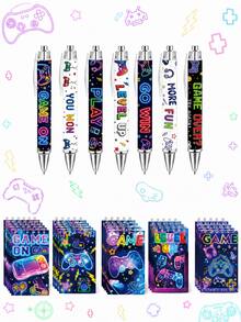 10PCS Game Theme Mini Spiral Notebooks And Ballpoint Pens Set, Colorful Neon Game Controller Pixel Pattern Stationery, Portable Memo Pads For School, Classroom, Office, Suitable As Birthday Party Favors, Classroom Rewards, Gamer Gifts And Video Game Party Supplies - Game-themed Sticky Notepad + Themed Pen - View 10