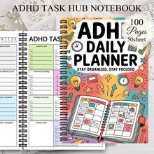 Planning Pads 1 Adult And Women's ADHD Planner - Undated Daily, Weekly, Monthly Organizer, Including Pomodoro Planning, To-Do Lists, Focus Tracking - Color-Coded Neurodivergent Notebook, Bullet Journal Style, For ADHD Management And Productivity Improvement (Short Version) - 1 Set - View 6