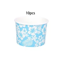 10个/60个热带芙蓉花纸质冰淇淋杯/甜点碗，顶部直径3.5英寸，底部直径3英寸，高度2.4英寸，6种亮丽颜色：蓝色、绿色、黄色、橙色、紫色、玫瑰红，适用于冰淇淋、圣代、酸奶、汤品、夏威夷草裙舞派对、海滩、节日、野餐、家庭聚会、各种活动、夏季主题派对等场合，男女皆宜。 - 多色 - 查看 8