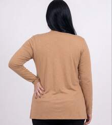 Women's Plain Cardigan Jacket With Slit, Plus Size, Kimono Style - Beige - View 5