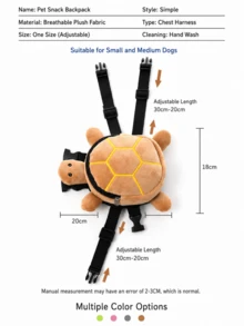 Cute Turtle Shaped Pet Backpack Harness Leash, Plush Snack Storage Dog Small Bag, With Adjustable Chest Strap And Leash Design, Suitable For Small To Medium Dogs, Teddy, Puppies And Cats For Outdoor Use. Soft And Adorable Design, Can Hold A Small Amount Of Snacks Or Small Items, Comfortable And Secure To Wear. Suitable For Daily Pet Walking, Outdoor Strolling, Travel And Photo Matching, A Practical And Cute Pet Outdoor Accessory. - Green - View 10