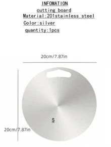 1pc/2pcs/3pcs/Outdoor, Kitchen Stainless Steel Cutting Board, Pizza Cutting Board, Stainless Steel Round Cutting Board, Dishwasher Double-Sided Pizza Meat Fruit Vegetable - Stainless Steel Color - View 13