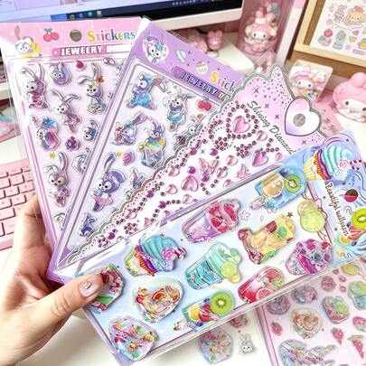 Cute Cartoon 3D Drop Seal Stickers, Colorful Heart Waterdrop DIY Decals For Journal, Phone Case, Notebook, Water Bottle, Kids Handmade Reward Stickers