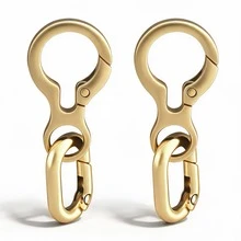 2pcs Rotating Clasp, Double-Ended Rotating Spring Clasp Hook Metal Rotating Clasp Carabiner With Spring O-Ring, Suitable For Key Chains, Bags, Wallets, DIY Crafts - Gold - View 9