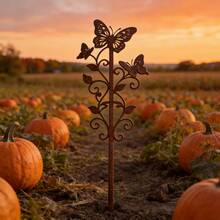 1pc Rustic Metal Butterfly Garden Stake - 12 Inches, Decorative Plant Support Trellis For Yard Art, Weathered Finish - Butterfly - View 1