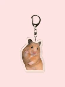 1pc/6pcs Cute Hamster Expression Acrylic Keychain, With Sweet Potato & Bow Hamster Print Rodent Pendant, Backpack Charm, Gift For Hamster Lovers - Multicolor - View 10