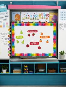 2pcs/Set 60ft Colorful Crayon/Pencil Decorative Border Trim, With Cut-Out Shapes And Curled Edges, Suitable For Classroom, School, Office, Teacher's Bulletin Board, Walls, Doors, Chalkboard, Whiteboard Decor, Back To School Decorations - Rainbow Crayon Roll Stickers - View 7