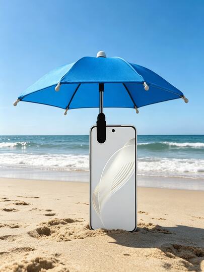 1pc Multifunctional Portable Phone Sun Umbrella. The Phone Sun Umbrella Has UV Protection Function, Effectively Blocking Rain And Sunlight, Preventing Screen Glare. It Is An Essential Portable Tool For Travel, Outdoor Activities, Hiking, Camping And Other Summer Activities.