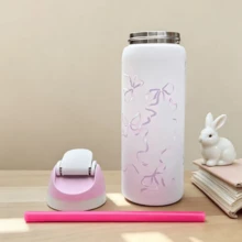 32oz/945ml Stainless Steel Insulated Travel Cup Double Drinking Ports Prevent Leakage, Keep Warm Or Cool, Multiple Colors Available, Energetic Hydration Without Burden, Suitable For Sports/Commuting/Daily Use - 淺粉色 - 查看 3