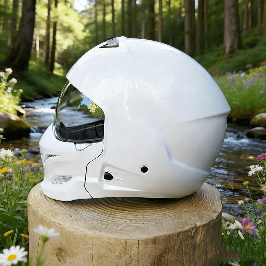1 buah Helm Motor dengan Pelindung Wajah Flip-Up, Desain Berbentuk Kalajengking, Terbuat dari Resin ABS untuk Perlindungan Keselamatan dan Ketahanan, Cocok untuk Pria dan Wanita Sepanjang Musim, Tersedia dalam Berbagai Warna Visor Cermin, Lingkar Kepala Dapat Diatur - Helm Kalajengking Warna Solid 856 - View 1