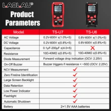 Multifunctional Digital Multimeter, Portable Design With Voltage, Capacitance, Resistance Measurement, Live Wire Identification, Continuity And Diode Test, Non-Contact Voltage Detection, Multi-Function Tester With Data Hold And Backlight, Suitable For Industrial And Household Use - 彩色 - 查看 9
