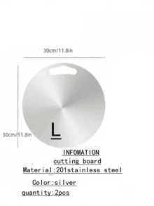 1pc/2pcs/3pcs/Outdoor, Kitchen Stainless Steel Cutting Board, Pizza Cutting Board, Stainless Steel Round Cutting Board, Dishwasher Double-Sided Pizza Meat Fruit Vegetable - Stainless Steel Color - View 20