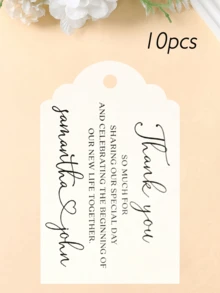 Customized Wine Bottle Tags, Customized Gift Tags, Customized Thank You Cards, Customized Clothing Tags, Customized Paper Box Tags, Customized Cards, Customized Thank You Cards, Customized Shaped Greeting Cards, For Party, Holiday, Gathering, Restaurant, Wedding, Back To School Season, Confession Season - Wedding Tag - View 48