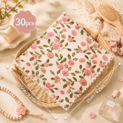 30pcs Coral Fleece Cleaning Cloths, Suitable For Kitchen, Bathroom, Glass And Car Cleaning - Super Absorbent, Quick Drying, Reusable, With Coral Pink And Gold Fabric, Soft Square Cloth, Ideal For Home, Car Maintenance And Multi-Purpose Use
