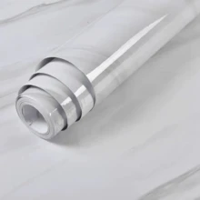 1 捲白色大理石廚房防油貼紙，自黏可移除，撕貼式，適用於廚房櫥櫃檯面壁紙、家居裝飾與家具餐桌翻新貼紙 - 白色 - 查看 12