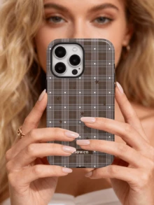 Customized Colorful Plaid Star Pattern Phone Case, Fully Covered Glossy Protective Hard Shell Cover Suitable For IPhone 11/12/13/14/15/16 17 Pro Max - Multicolor - View 5