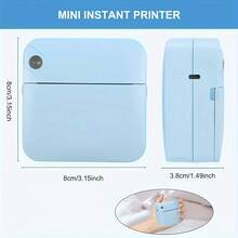 Wireless Mini Sticker Pocket Printer, Portable Thermal Label Maker, 203Dpi Sticker Machine, Supports Mobile Wireless Printing, Suitable For Notes, Diaries, Work, Receipts, Labels, Perfect Gift Set, Compact Design - Blue - View 3