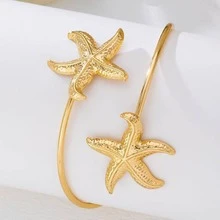 1 pieza Brazalete de estrella de mar con diseño de nicho único y versátil, de moda, adecuado para uso diario para mujeres - Dorado - Ver 3