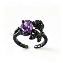 Gothic Retro Spider & Butterfly Open Ring - Black - View 11