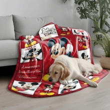 Disney 迪士尼主題米奇卡通法蘭絨印花毯，冷氣被 - 100%聚酯纖維針織絎縫毯，數位印花 - 全季節舒適床上用品，適合午睡、露營、旅行 - 送給家人和朋友的完美禮物，柔軟法蘭絨毯 - 多種尺寸可選，超柔軟，適用於沙發/床，四季必備 - 彩色 - 查看 5