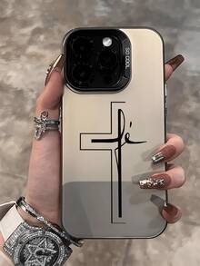 One Fashionable Phone Case (No Lanyard Or Stand Included). Shockproof Phone Case With Cross Graphic Design And Bible Verse Quote. One Protective Shockproof Case. - 灰色 2 - 查看 1