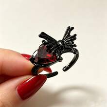 Gothic Retro Spider & Butterfly Open Ring - Black - View 7