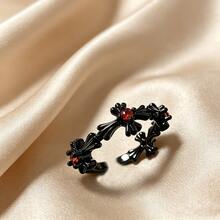 Gothic Retro Spider & Butterfly Open Ring - Black - View 2
