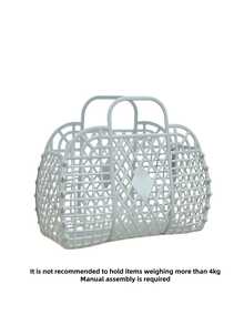 Dopamine Color Plastic Shower Caddy, Hollow Portable Toiletries Storage Basket With Handle, Lightweight Bathroom Organizer Basket, Suitable For Beach Tote, Bathroom Storage, Travel, Dorm And Daily Bathing Use - Multicolor - View 12