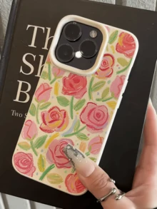1個白色蠟筆玫瑰插圖極簡風全包覆TPU防震手機殼，適用於Apple 17, 16, 15, 14, 13, 12, 11 Pro Max, Air及系列 - 彩色 - 查看 4