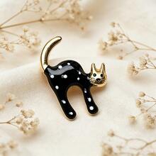 Fashionable Cartoon Cute Spotted Cat Brooch, Classic Spotted Animal Design, Versatile Fashion Lapel Pin Accessory For Men And Women - Brooch - View 8