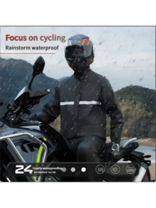 Capa de Chuva Feminina Azul Escuro para Motocicleta, Capa de Chuva Casual de PVC Impermeável com Capuz, Estilo B31, Respirável Durável e na Moda, Conjunto de Capa de Chuva e Calça Impermeável Feminina - Equipamento Respirável e Durável para Uso Externo em Motociclismo, Caminhada e Viagem - Multicolorido - Visão 13