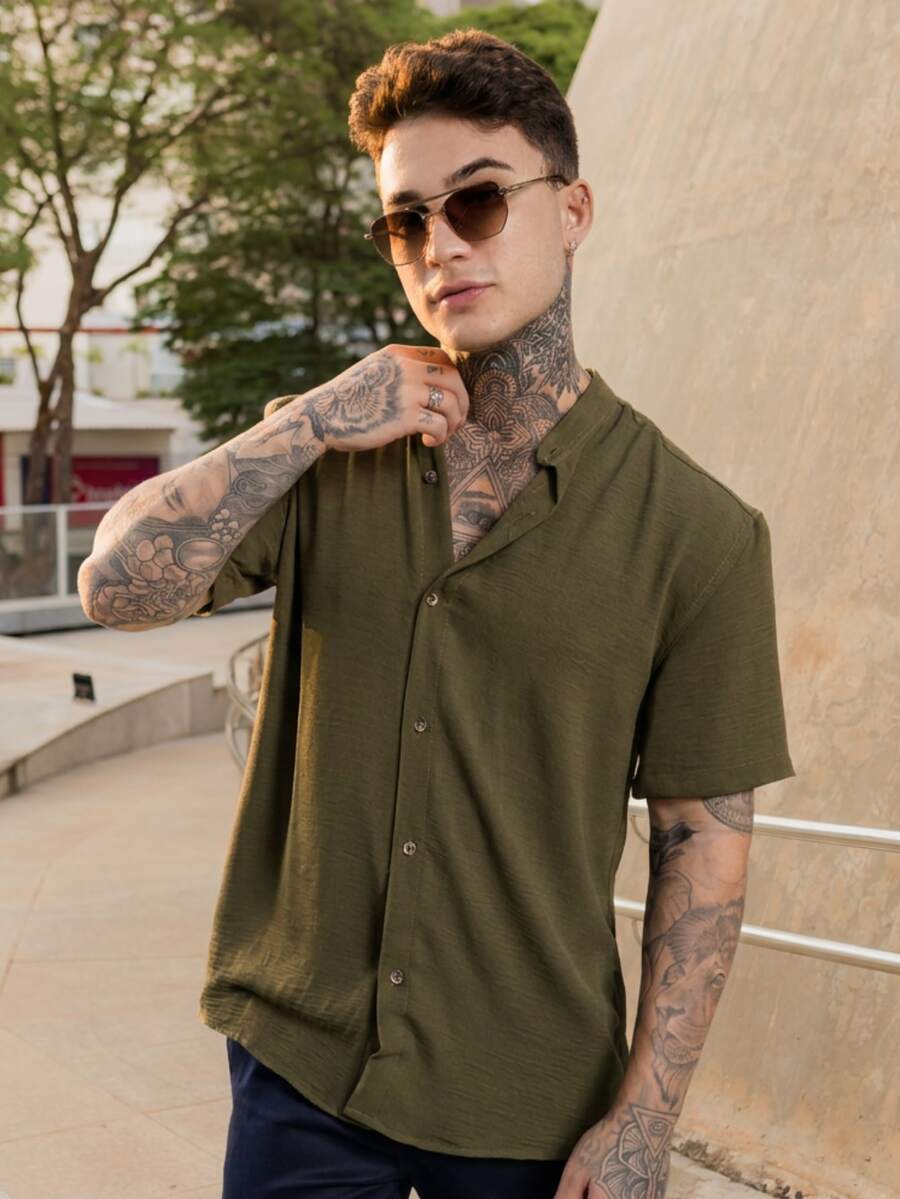 Men Shirts - Dark Green - View 1